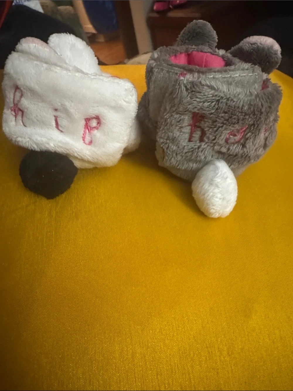 Munchkin Gray & White Bunny Slippers with Pink Lining